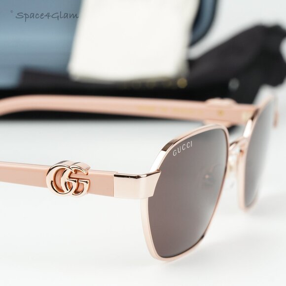 Gucci Women Sunglasses Gold Pink Violet Geometric GG1593S 003 BRAND NEW - Picture 4 of 10